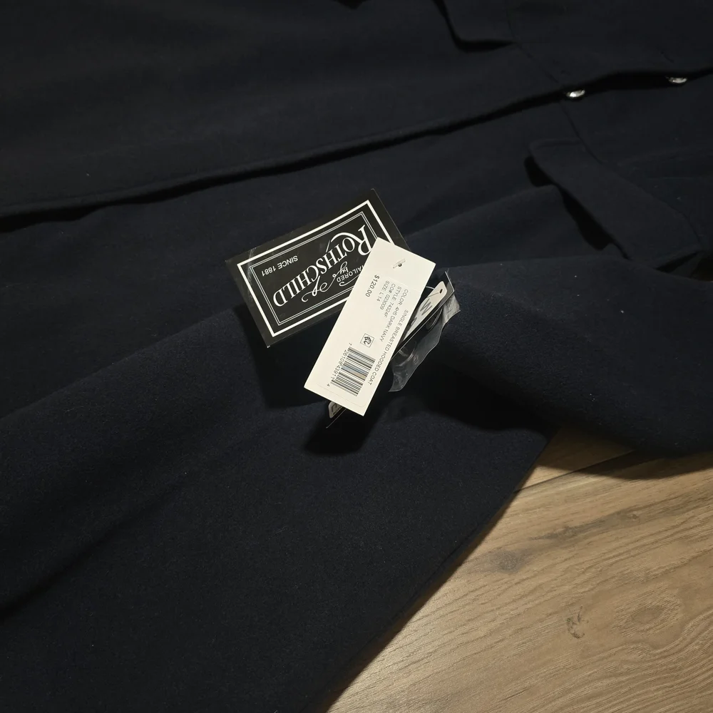 Rothschild Navy Hooded Wool Pea Coat with Faux Fur Trim